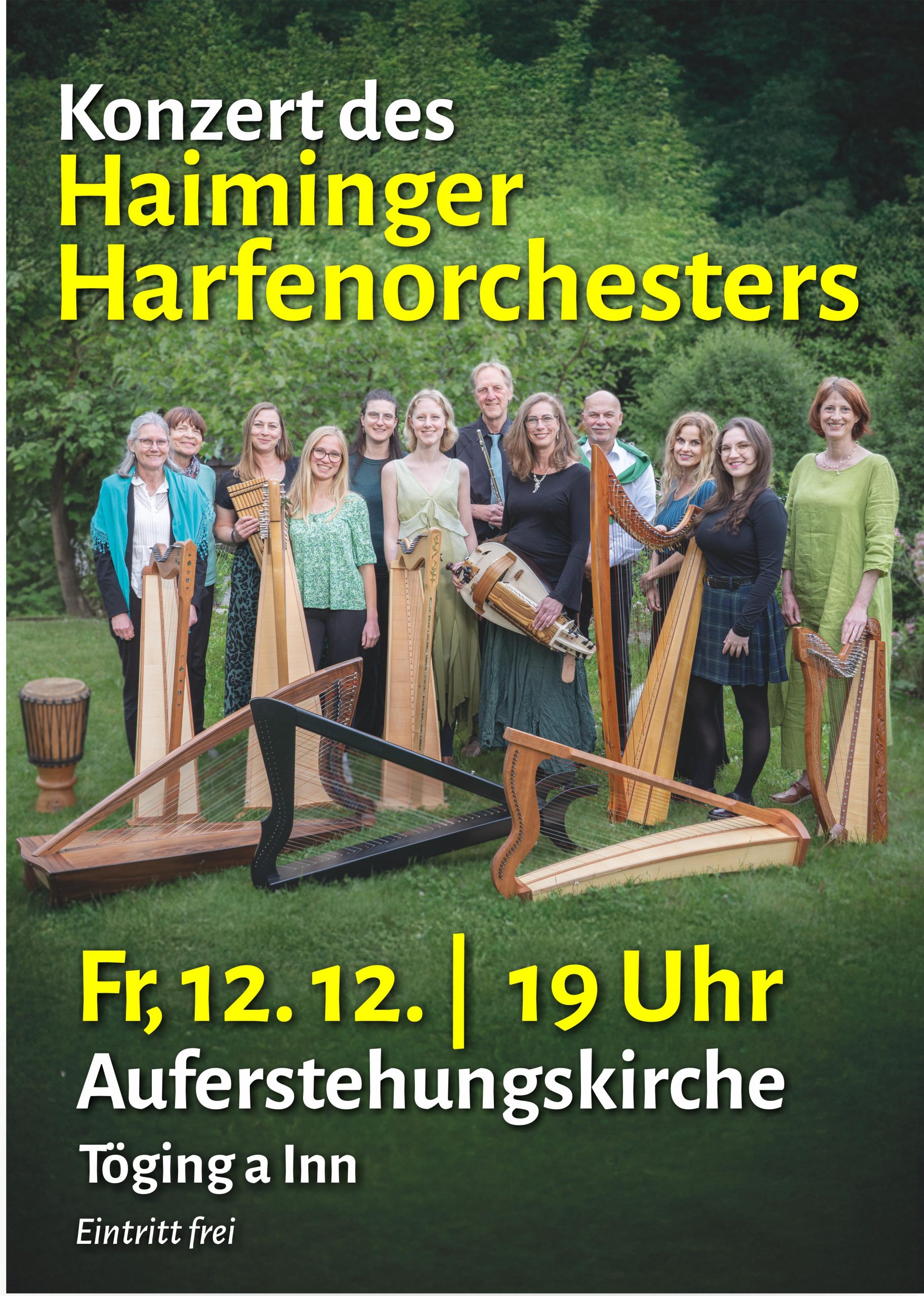 Konzert des Haiminger Harfenorchesters in der Auferstehungskirche
